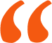 Orange quotation mark symbol with a modern design.