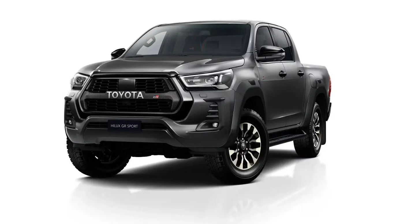 Sleek black Toyota pickup truck with modern design.